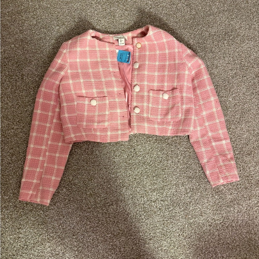 Pink Tweed crop blazer